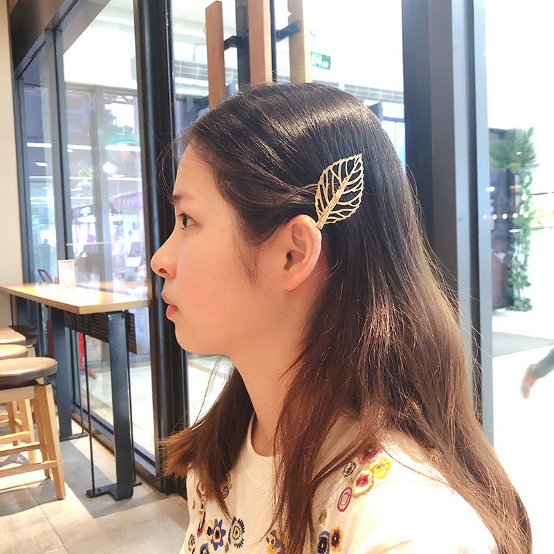 European And American Retro Hollow Leaf Clip Side Clip