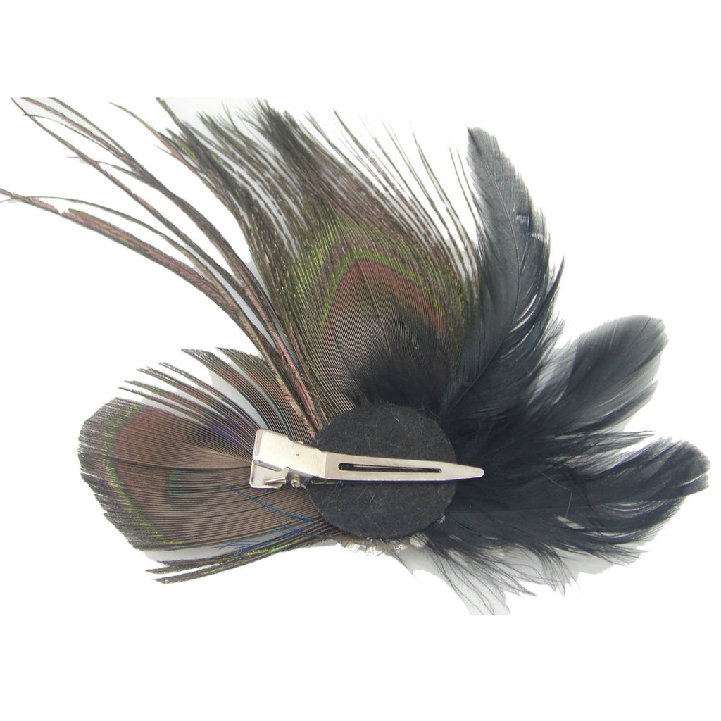 Peacock Feather With Diamond Hairpin And Ball Hair Accessory