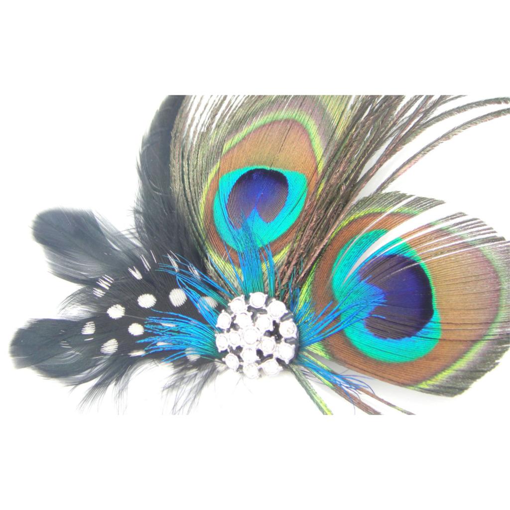 Peacock Feather With Diamond Hairpin And Ball Hair Accessory