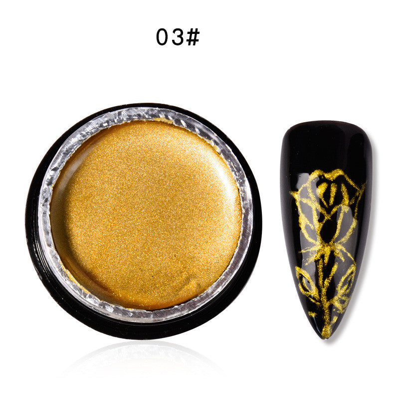 Handzhiyuan Metal Glue Phototherapy Nail Polish Glue Mirror Gold And Silver Color Painted Edge Hook Line