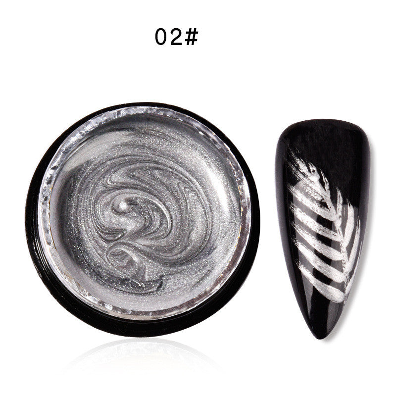 Handzhiyuan Metal Glue Phototherapy Nail Polish Glue Mirror Gold And Silver Color Painted Edge Hook Line