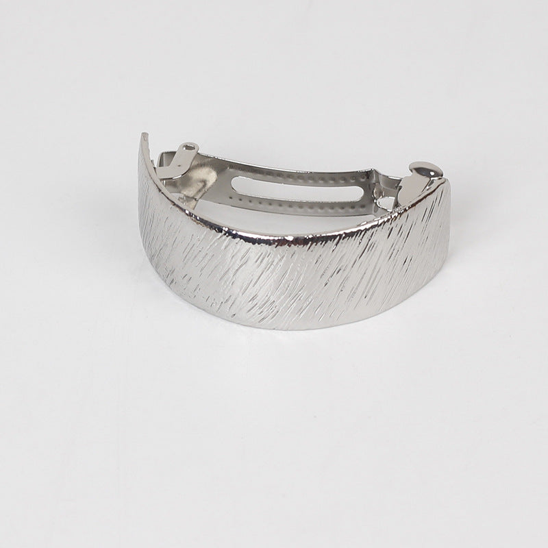 Brushed Metal Curved Spring Clip  Ponytail Hairpin