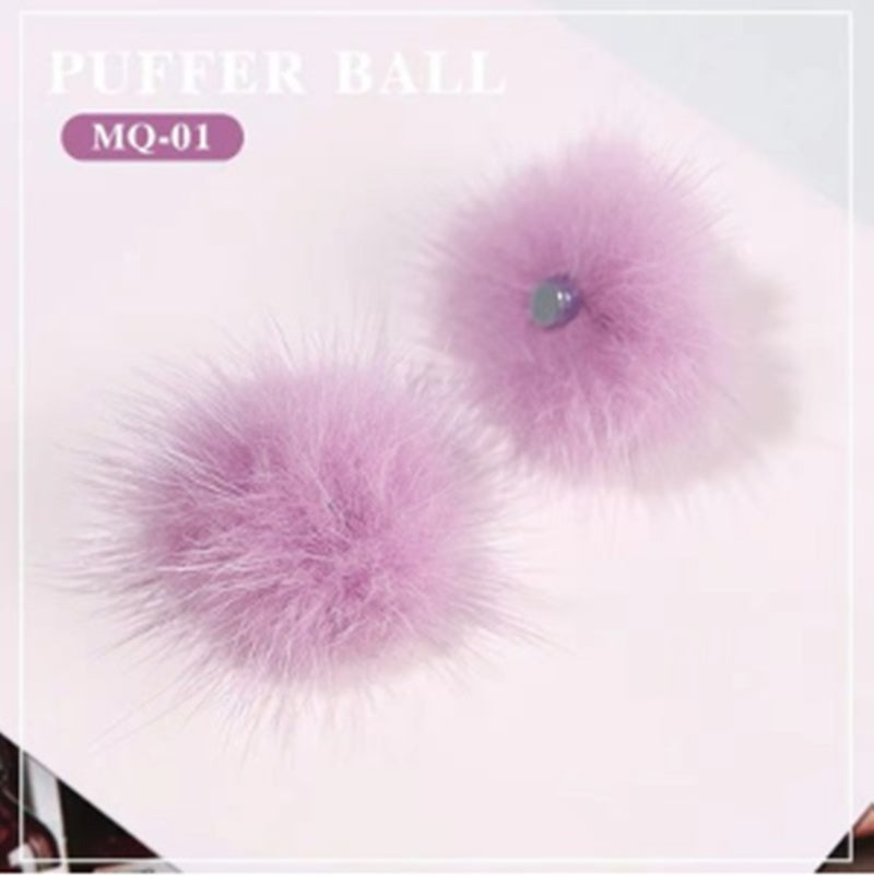 Puffer Ball Nail Art Accessories Removable Hair Ball Nail Polish Glue DIY Decoration