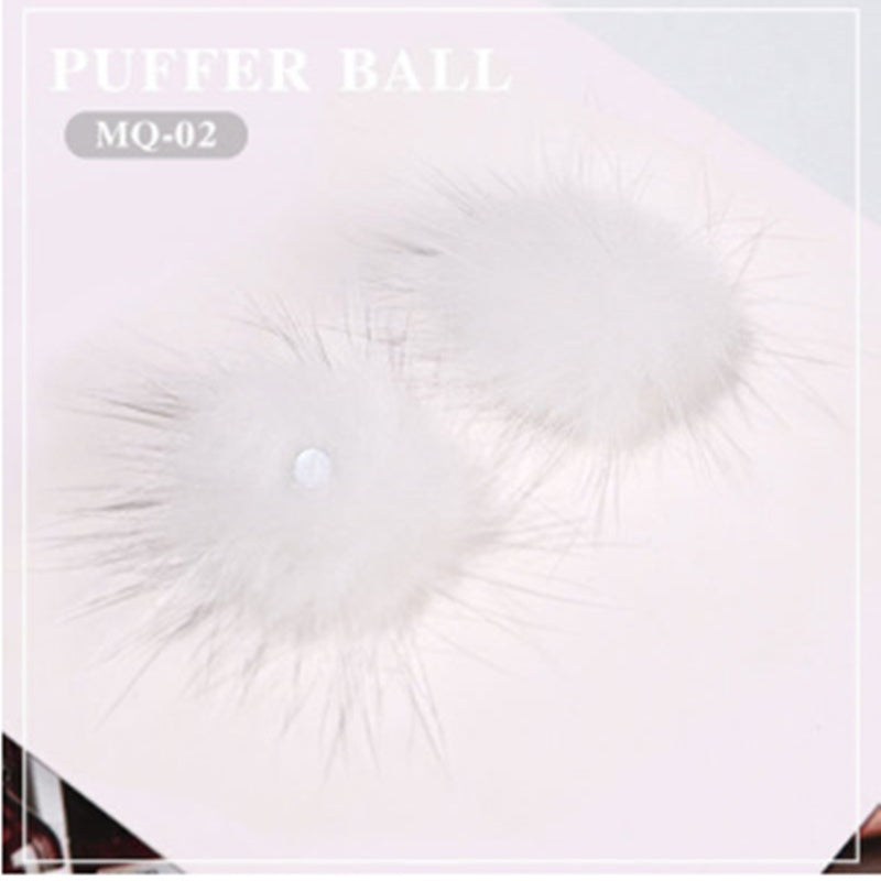 Puffer Ball Nail Art Accessories Removable Hair Ball Nail Polish Glue DIY Decoration