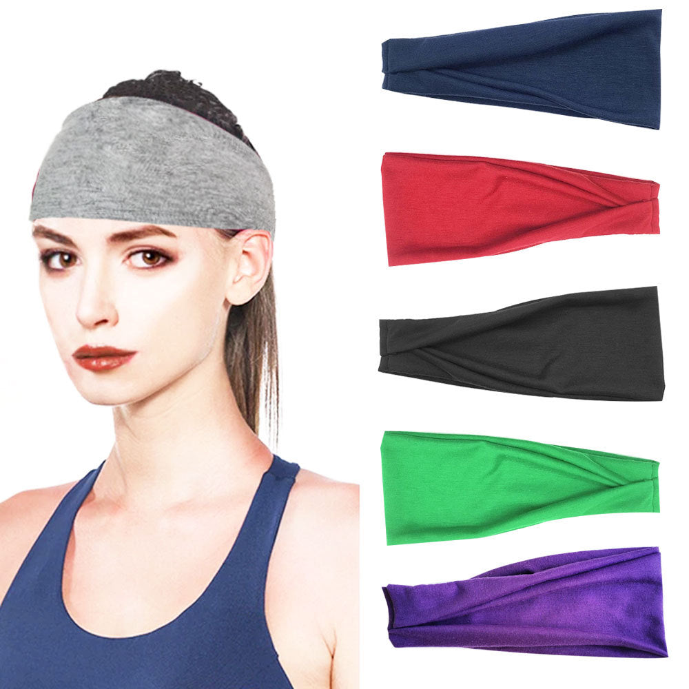 Cotton Foldable Drawstring Elastic Fabric Half-fold Sports Turban Wide-sided Headband