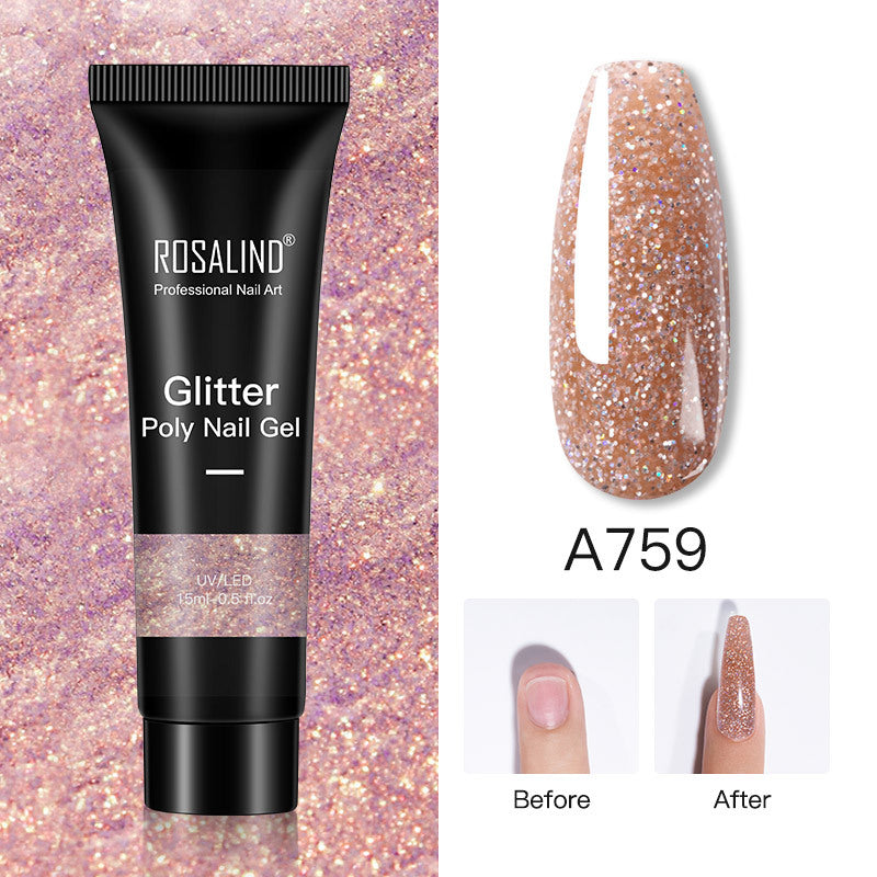 Rosalind Glitter Poly Nail Gel Extension 15ml Gel Polish All For Manicure Poly Builder Gel Semi Permanent Soak Off Nail Art