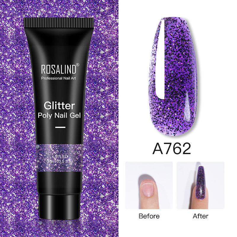 Rosalind Glitter Poly Nail Gel Extension 15ml Gel Polish All For Manicure Poly Builder Gel Semi Permanent Soak Off Nail Art