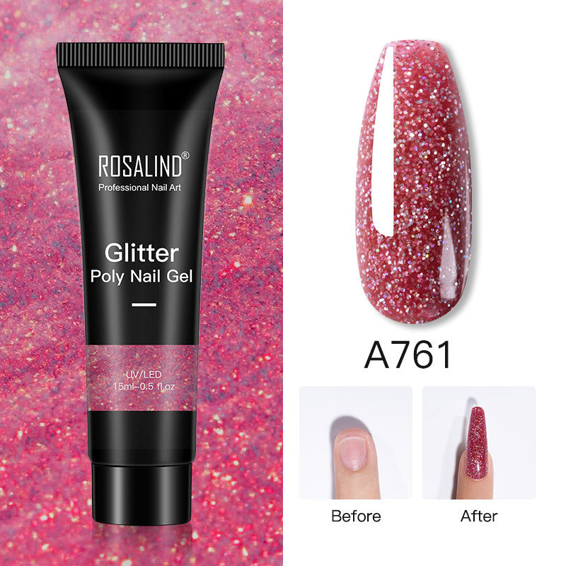 Rosalind Glitter Poly Nail Gel Extension 15ml Gel Polish All For Manicure Poly Builder Gel Semi Permanent Soak Off Nail Art