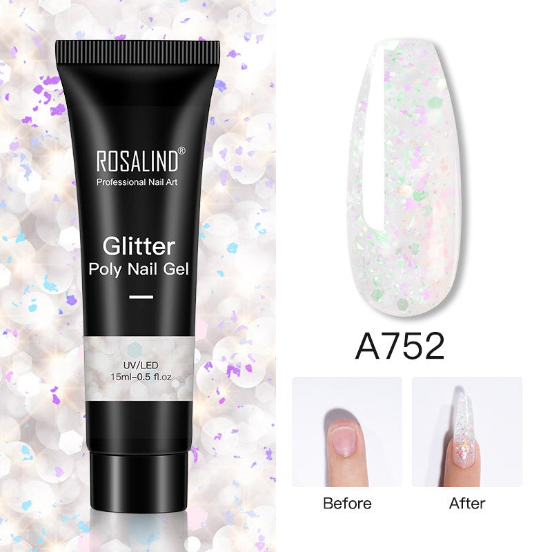 Rosalind Glitter Poly Nail Gel Extension 15ml Gel Polish All For Manicure Poly Builder Gel Semi Permanent Soak Off Nail Art