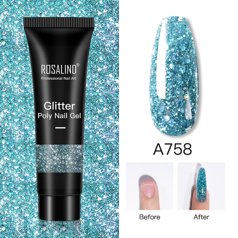 Rosalind Glitter Poly Nail Gel Extension 15ml Gel Polish All For Manicure Poly Builder Gel Semi Permanent Soak Off Nail Art