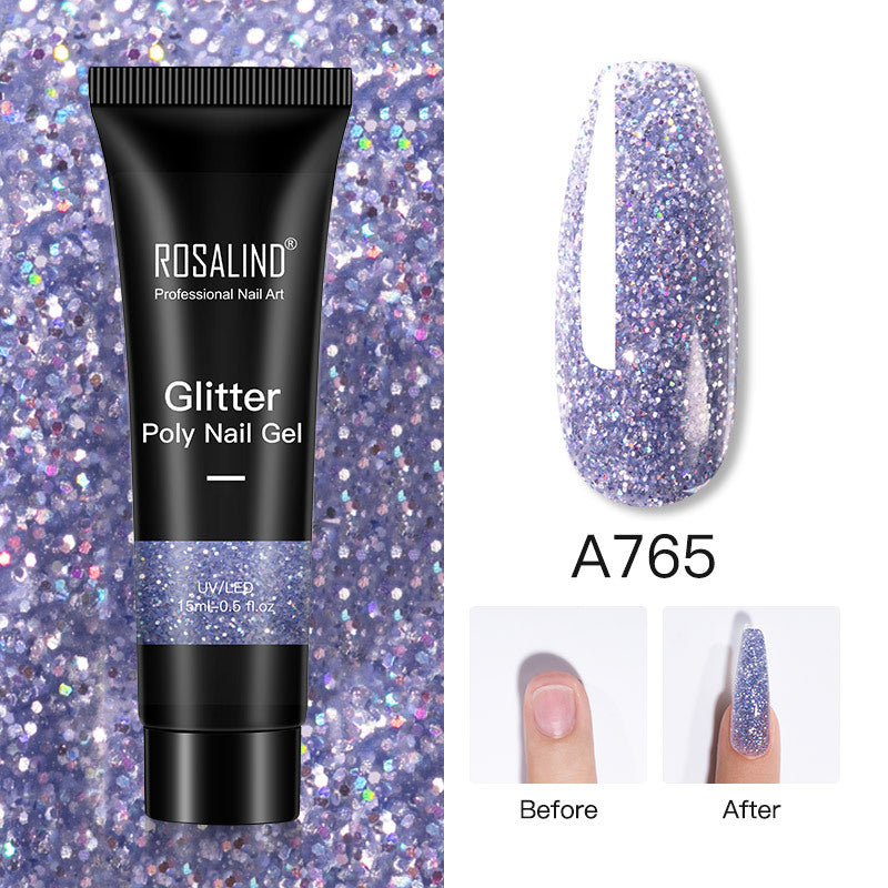 Rosalind Glitter Poly Nail Gel Extension 15ml Gel Polish All For Manicure Poly Builder Gel Semi Permanent Soak Off Nail Art