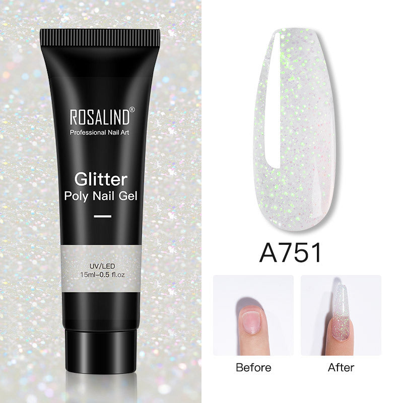 Rosalind Glitter Poly Nail Gel Extension 15ml Gel Polish All For Manicure Poly Builder Gel Semi Permanent Soak Off Nail Art