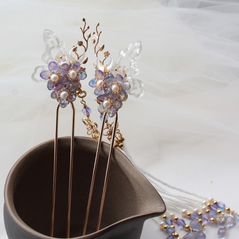 Original Long Fringed Hairpin Sprinkled With Gold Hanfu Stepping Hairpin