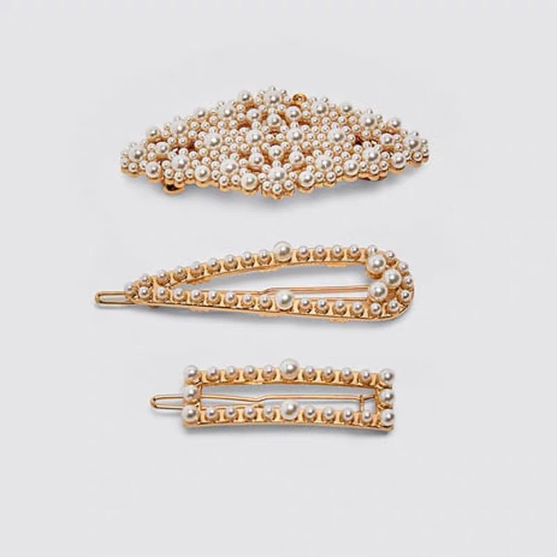 Japanese and Korean New Style Pearl Rhinestone Hairpin Women