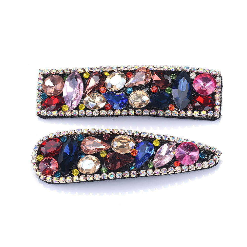 New Product Personality Flannel Colored Glass Diamond Hairpin