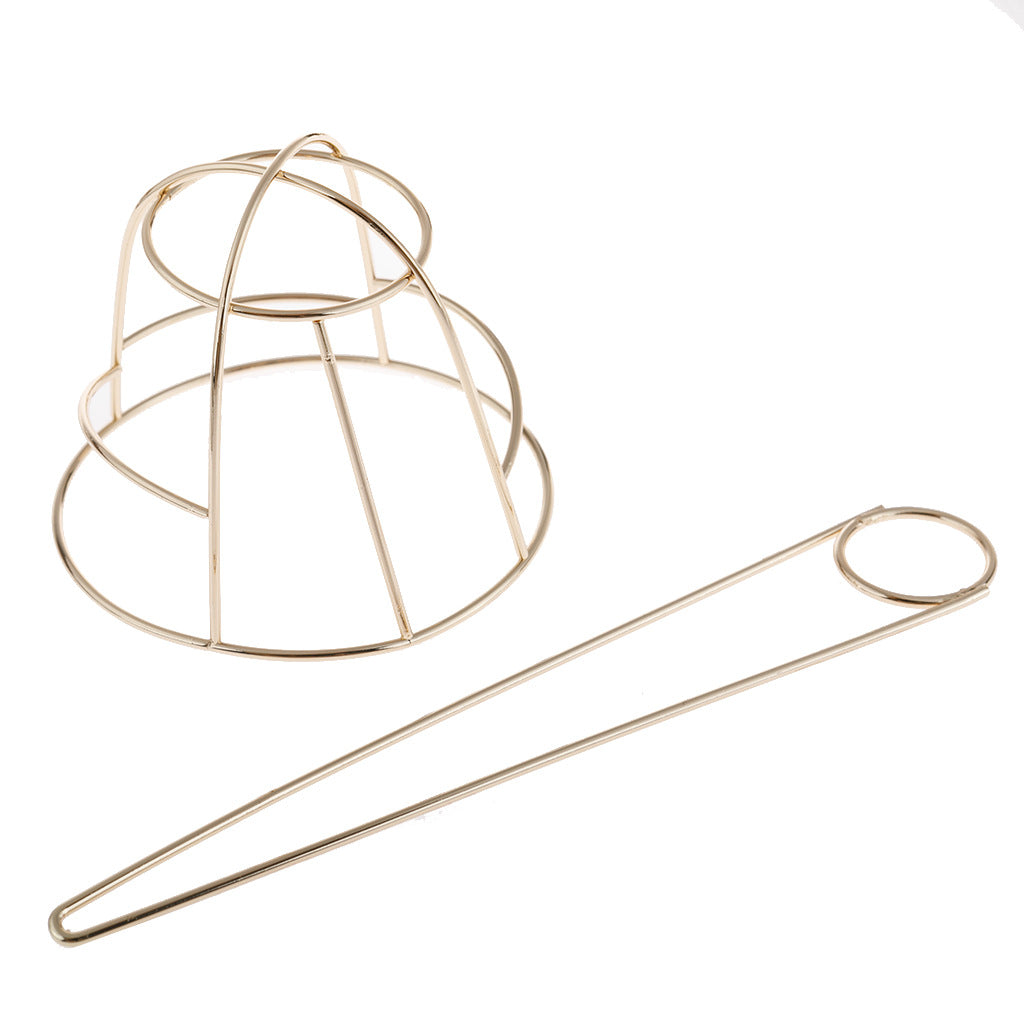 Irregular Metal Bowl-shaped Hollow Hairpin