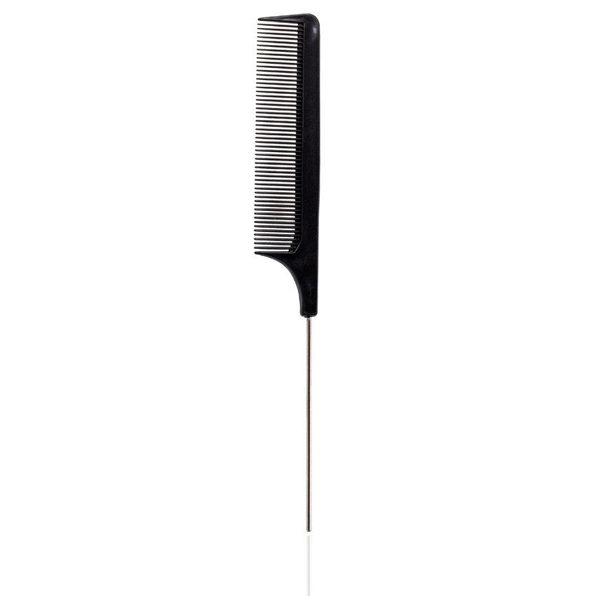 Black Plastic Steel Pinpoint Tail Comb Shape Close-Tooth Comb