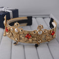 Bridal Lace Full Diamond Pearl Headband Crown