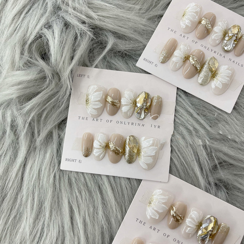 Original Light Luxury Hand-Painted Flower Handmade Nail Patch