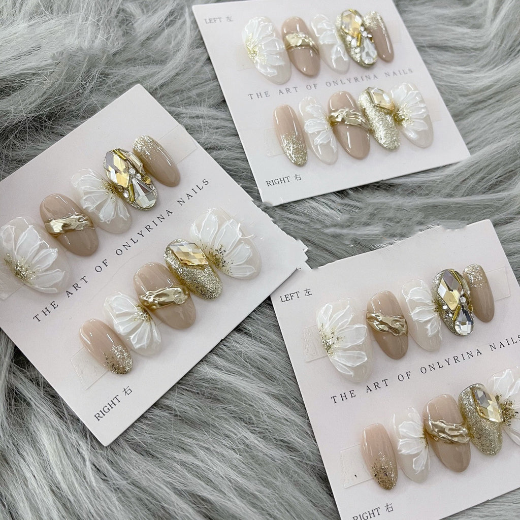 Original Light Luxury Hand-Painted Flower Handmade Nail Patch