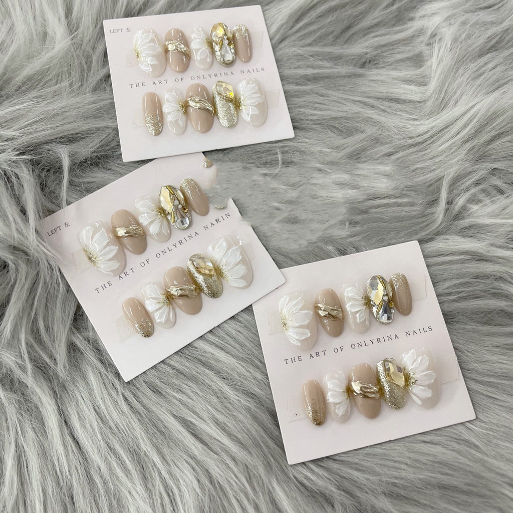 Original Light Luxury Hand-Painted Flower Handmade Nail Patch