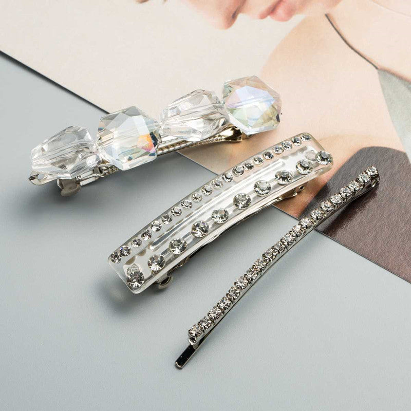 European and American Rhinestone Hair Clip Leisure Three-piece Alloy Accessories