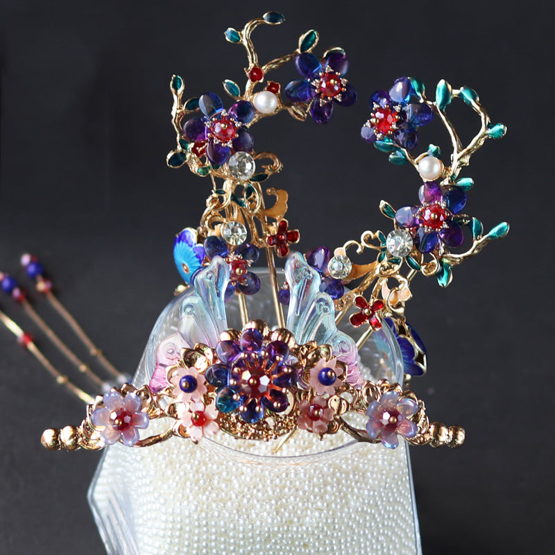 Hanfu Headdress Full Set of Hairpins Ancient Wind Stepping Hair Crown