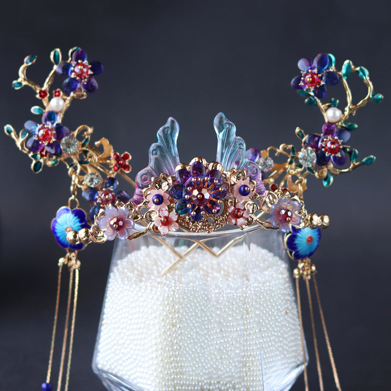 Hanfu Headdress Full Set of Hairpins Ancient Wind Stepping Hair Crown
