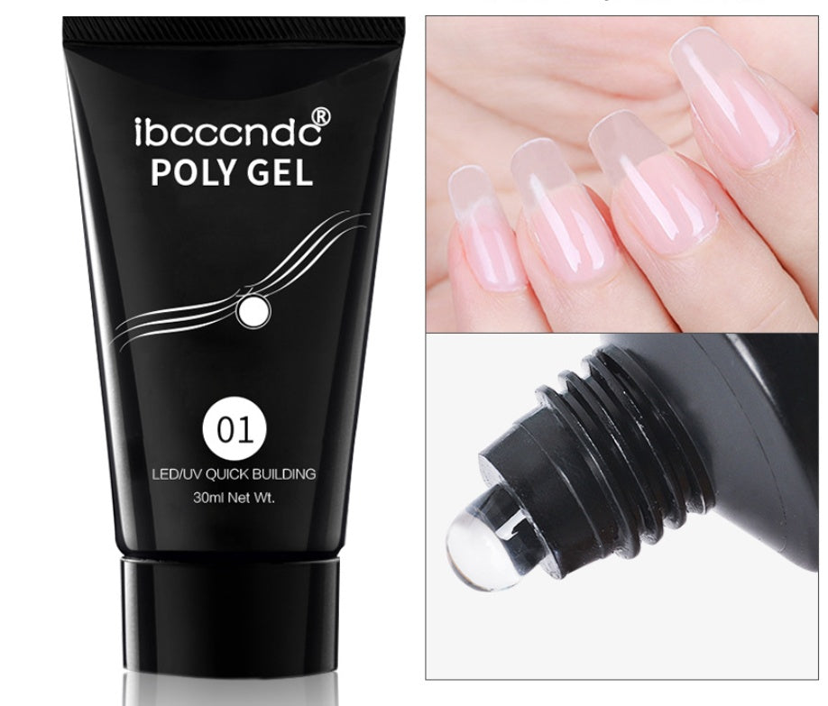 Ibcccndc Cross-border Solid-state Extension Glue Matching Piece A Crystal Transparent False Nail 100 Piece Box Nail Extension Glue