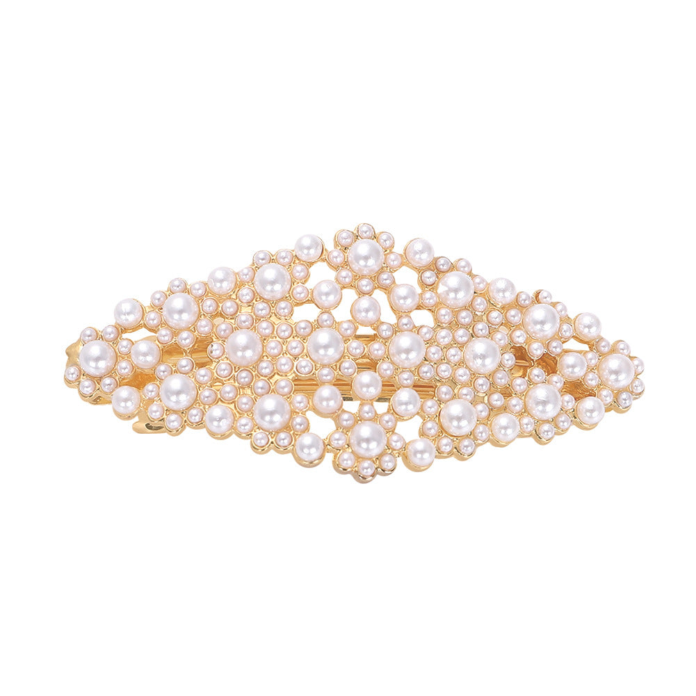 Fashion Word Clip Alloy Inlaid Pearl Hairpin