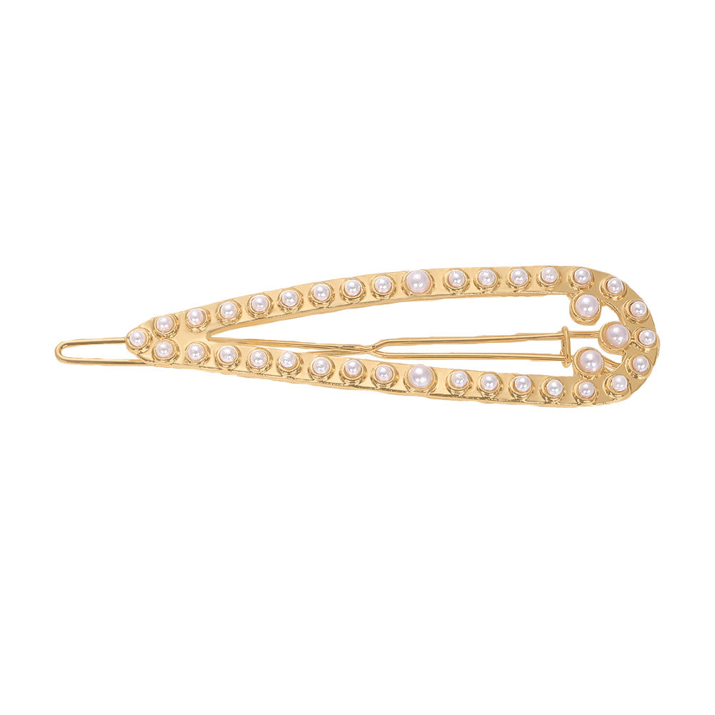 Fashion Word Clip Alloy Inlaid Pearl Hairpin