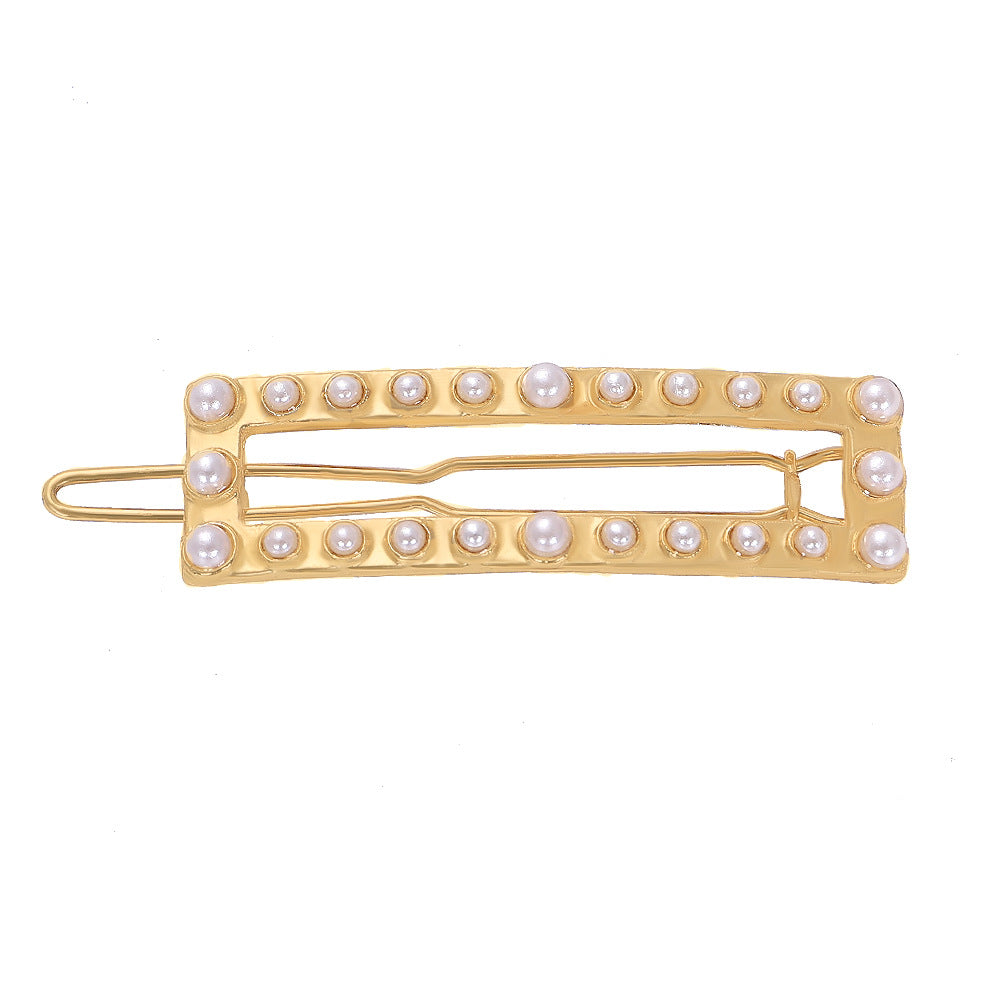 Fashion Word Clip Alloy Inlaid Pearl Hairpin