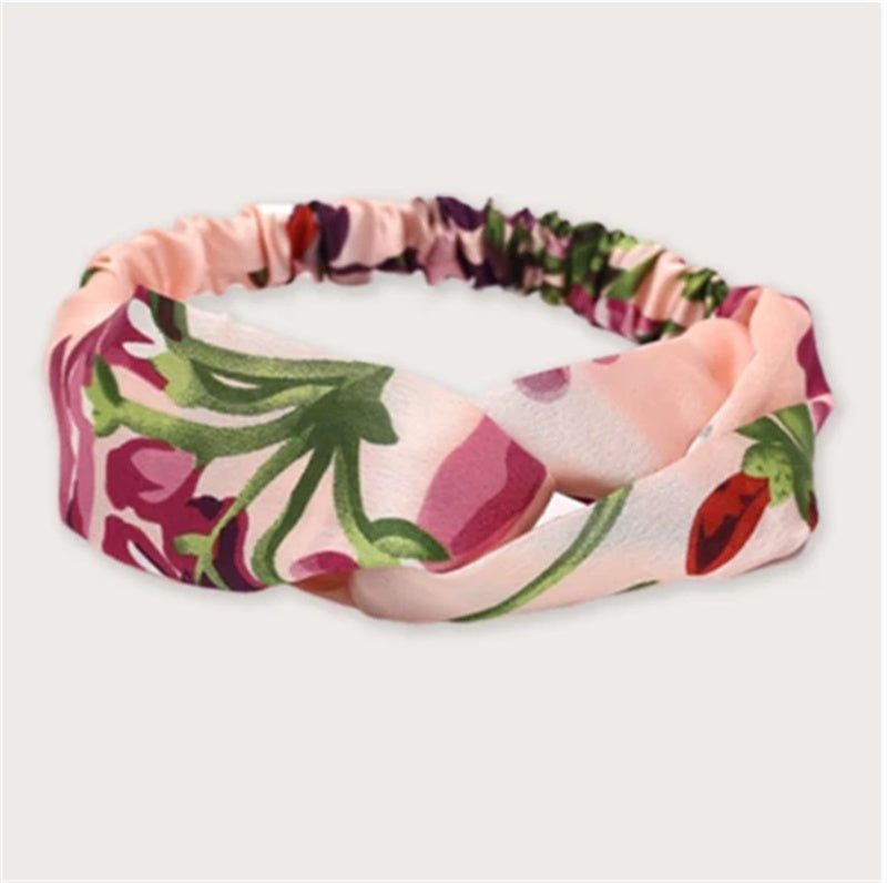 Tianzhu Flower Satin Elastic Cross Headband