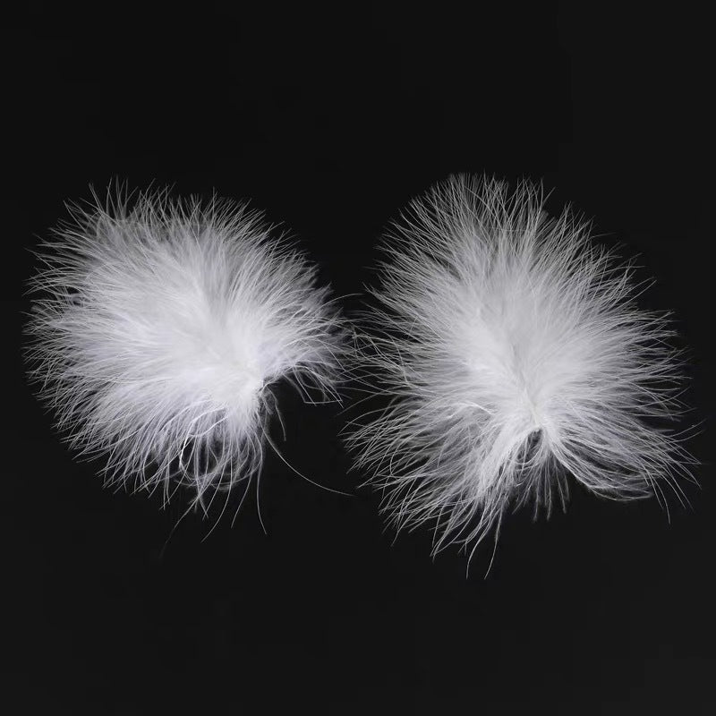 White Feather Headdress Net Red Hairpin