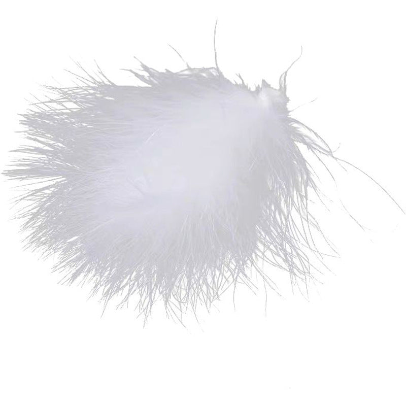 White Feather Headdress Net Red Hairpin