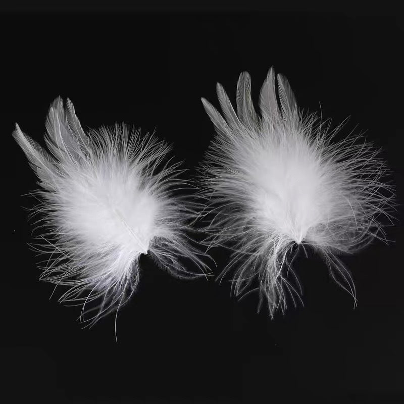 White Feather Headdress Net Red Hairpin