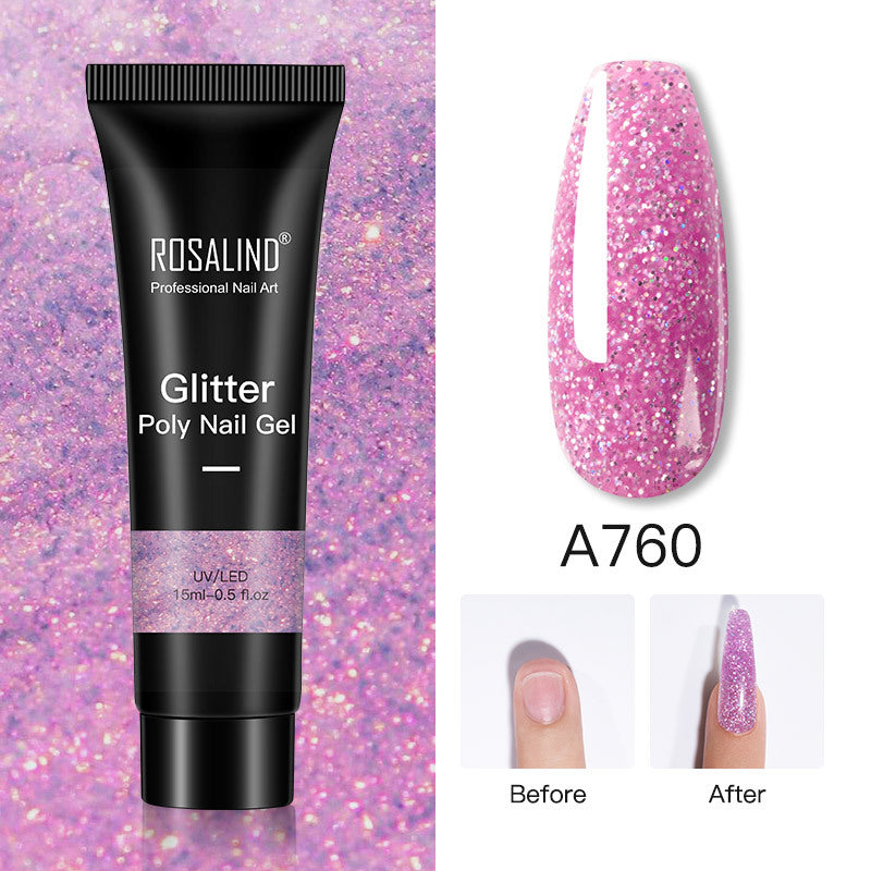 Rosalind Glitter Poly Nail Gel Extension 15ml Gel Polish All For Manicure Poly Builder Gel Semi Permanent Soak Off Nail Art