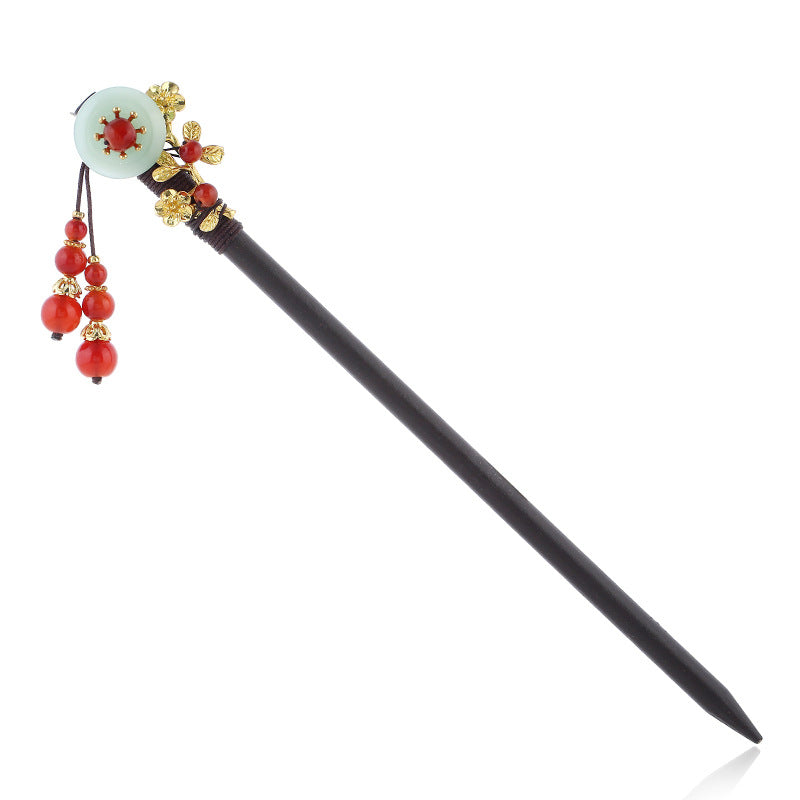 Palace Vintage Disc Hair Fringed Cheongsam Wooden Hairpin