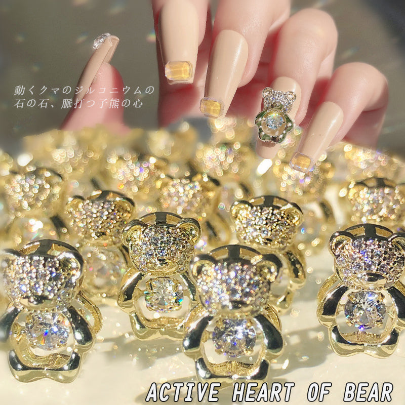 Miss Dairy Nail Art Zircon Smart Bear Three-dimensional Nail Jewelry