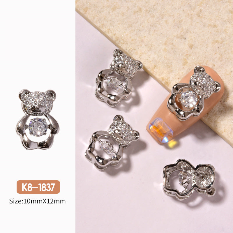 Miss Dairy Nail Art Zircon Smart Bear Three-dimensional Nail Jewelry
