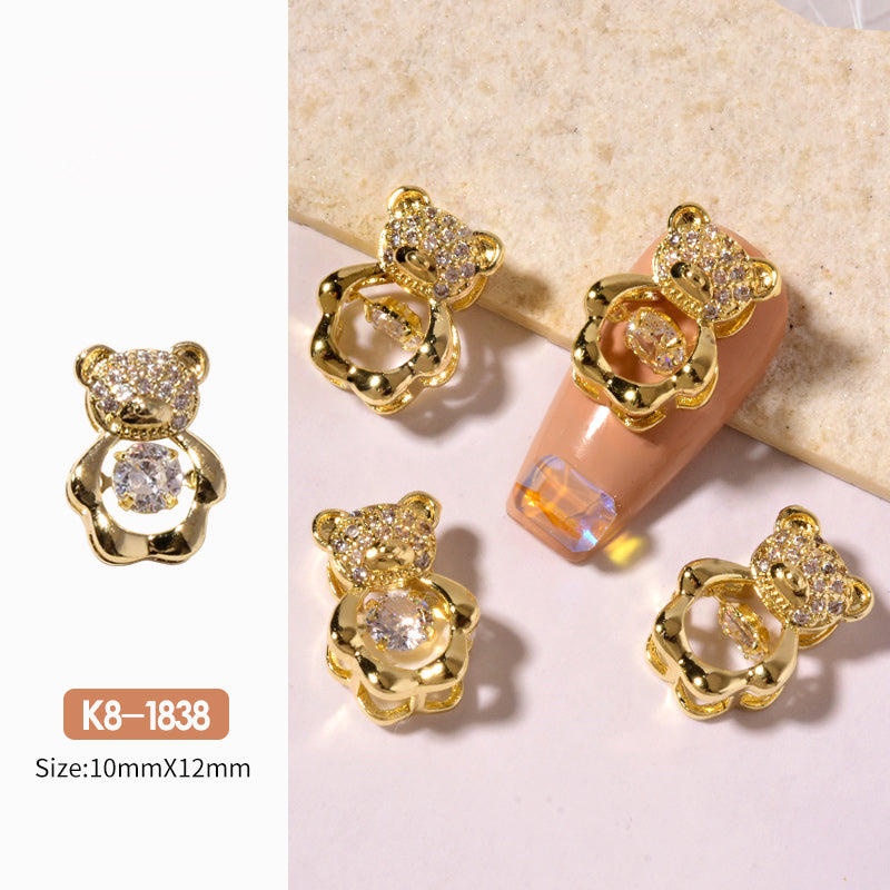 Miss Dairy Nail Art Zircon Smart Bear Three-dimensional Nail Jewelry