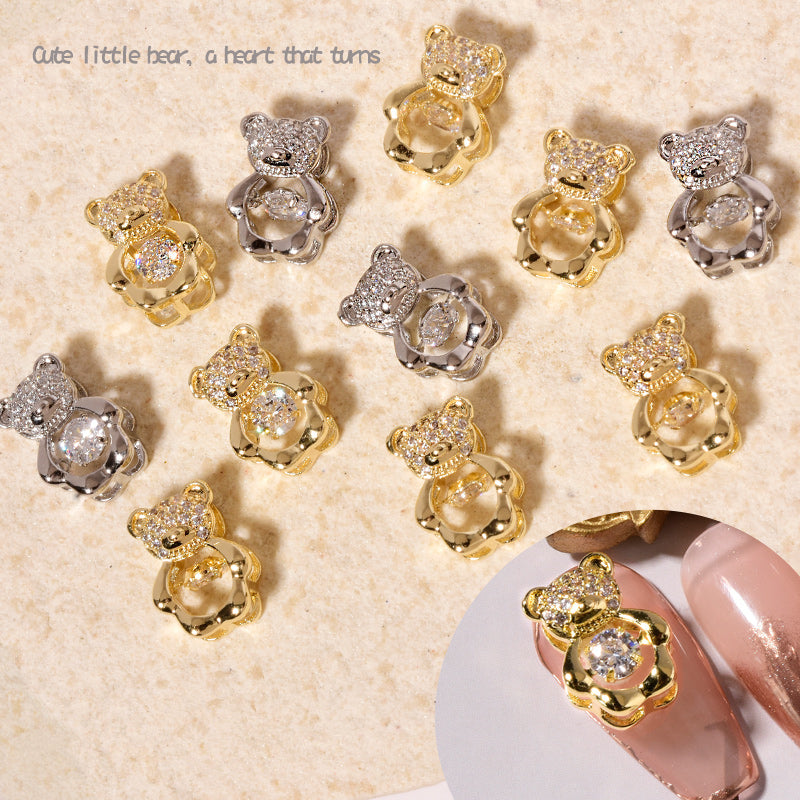 Miss Dairy Nail Art Zircon Smart Bear Three-dimensional Nail Jewelry