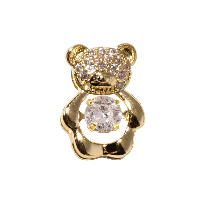Miss Dairy Nail Art Zircon Smart Bear Three-dimensional Nail Jewelry