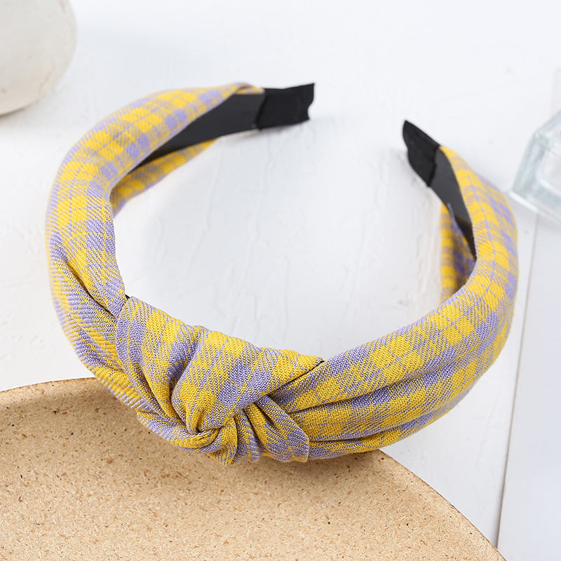 New Net Red Plaid Knotted Headband
