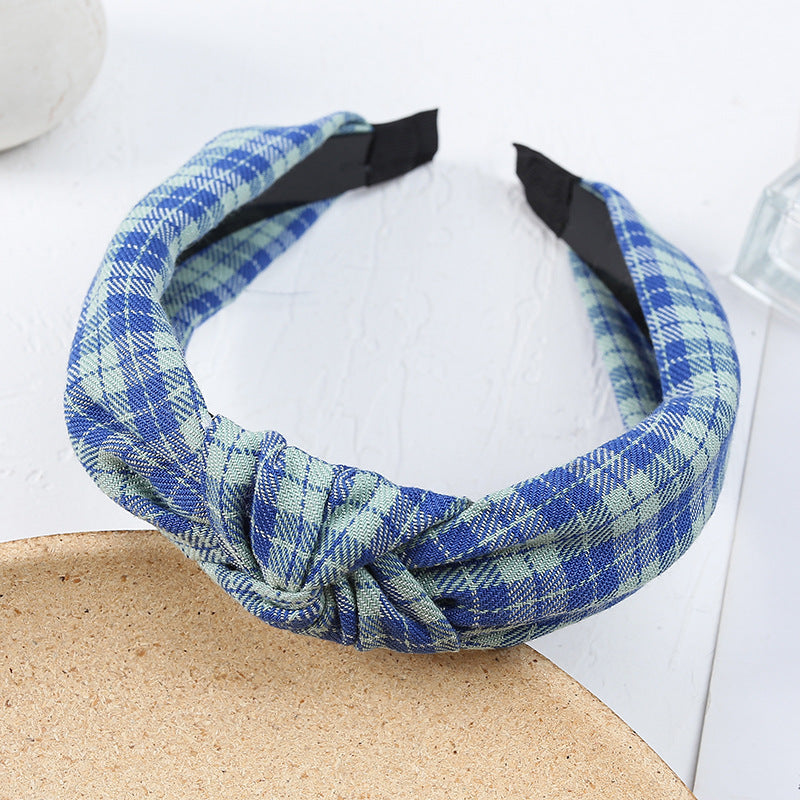 New Net Red Plaid Knotted Headband