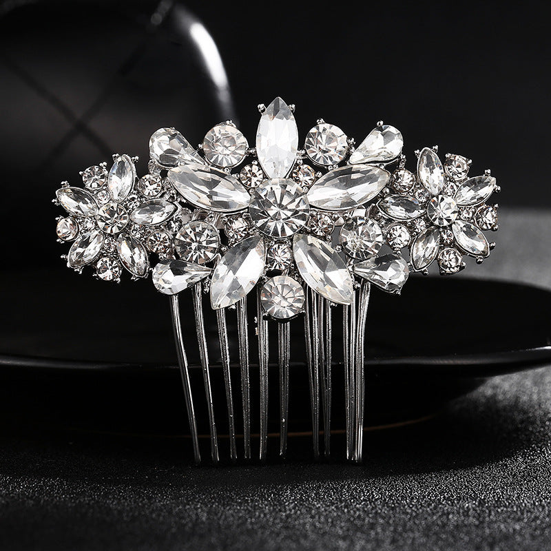 Alloy Hair Comb Insert Comb Exquisite Square Glass Rhinestone Bridal Hair Comb