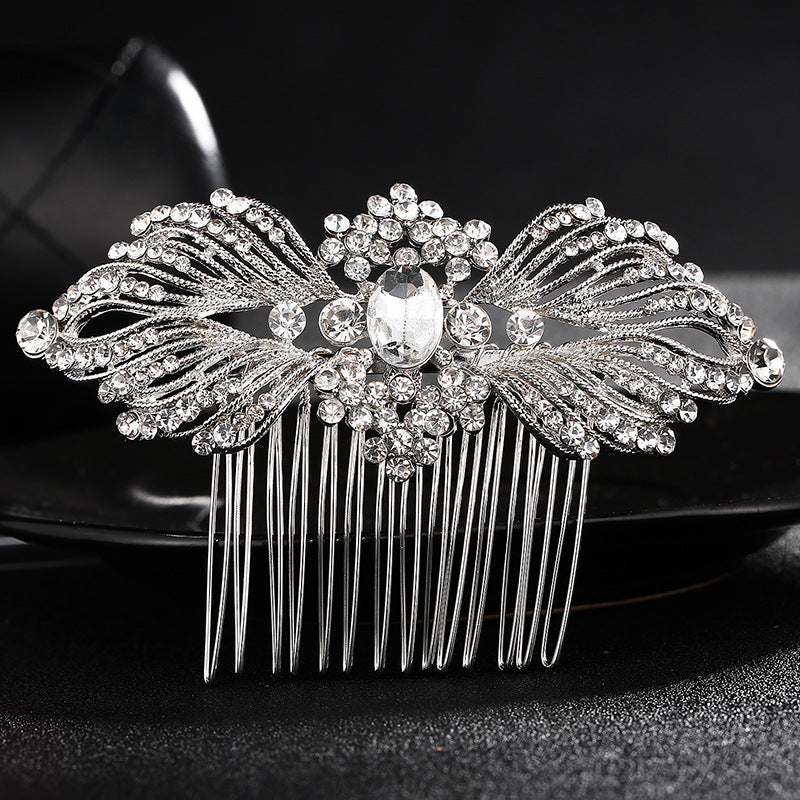 Alloy Hair Comb Insert Comb Exquisite Square Glass Rhinestone Bridal Hair Comb