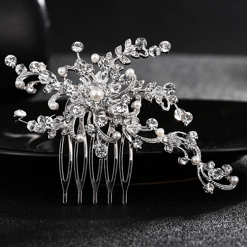 Alloy Hair Comb Insert Comb Exquisite Square Glass Rhinestone Bridal Hair Comb