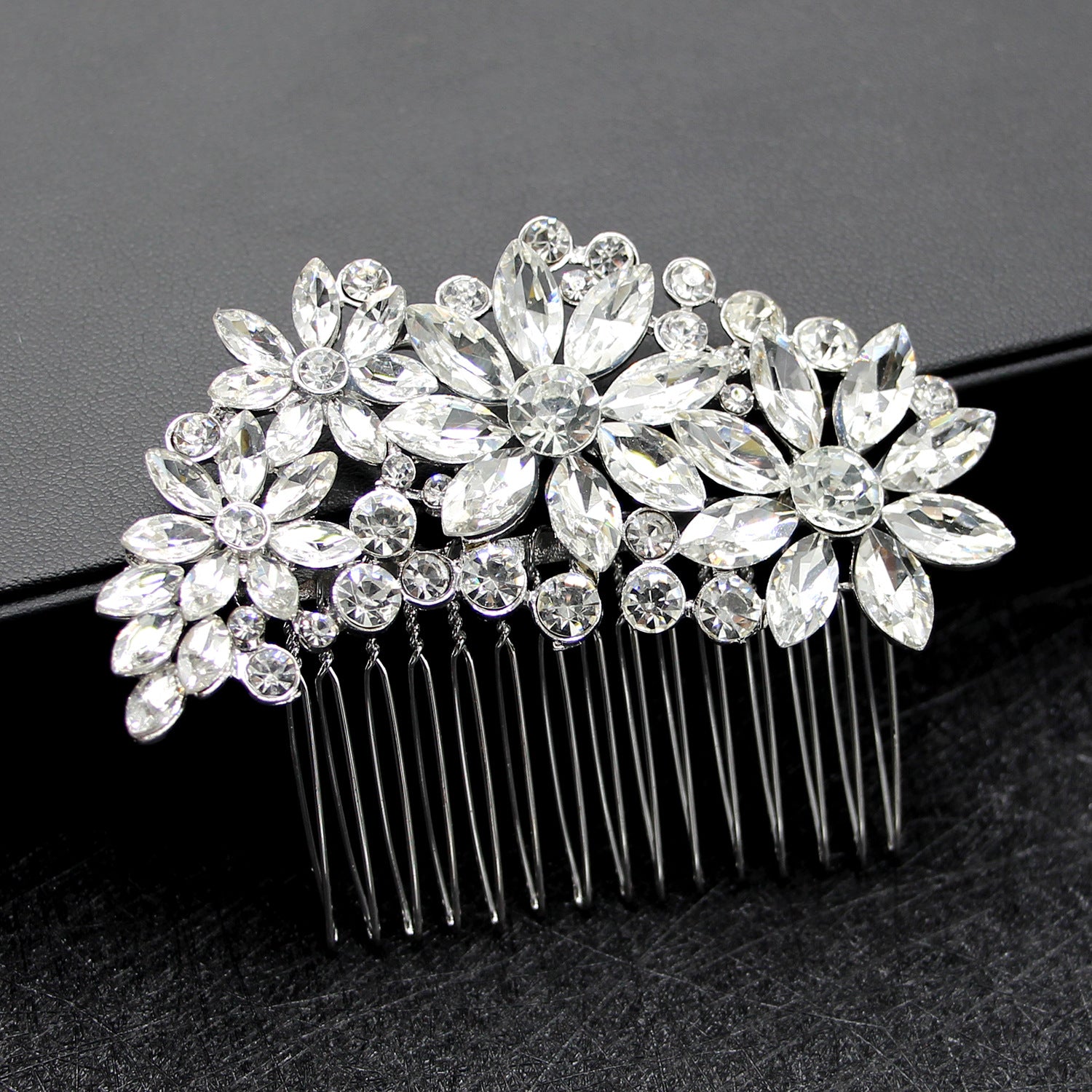 Alloy Hair Comb Insert Comb Exquisite Square Glass Rhinestone Bridal Hair Comb