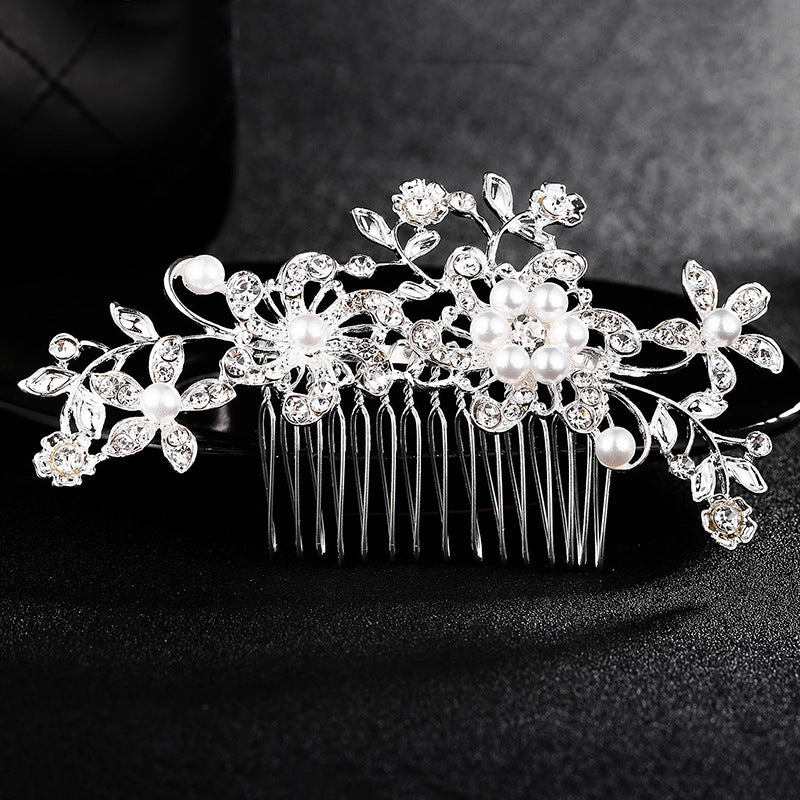 Alloy Hair Comb Insert Comb Exquisite Square Glass Rhinestone Bridal Hair Comb